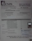 Reçu de pièces de prestations